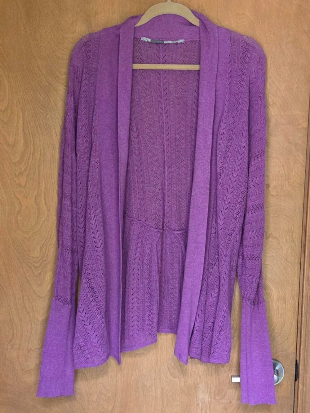 Women’s Athleta Long Sleeve Open Front Cotton & Cashmere Purple Cardigan
